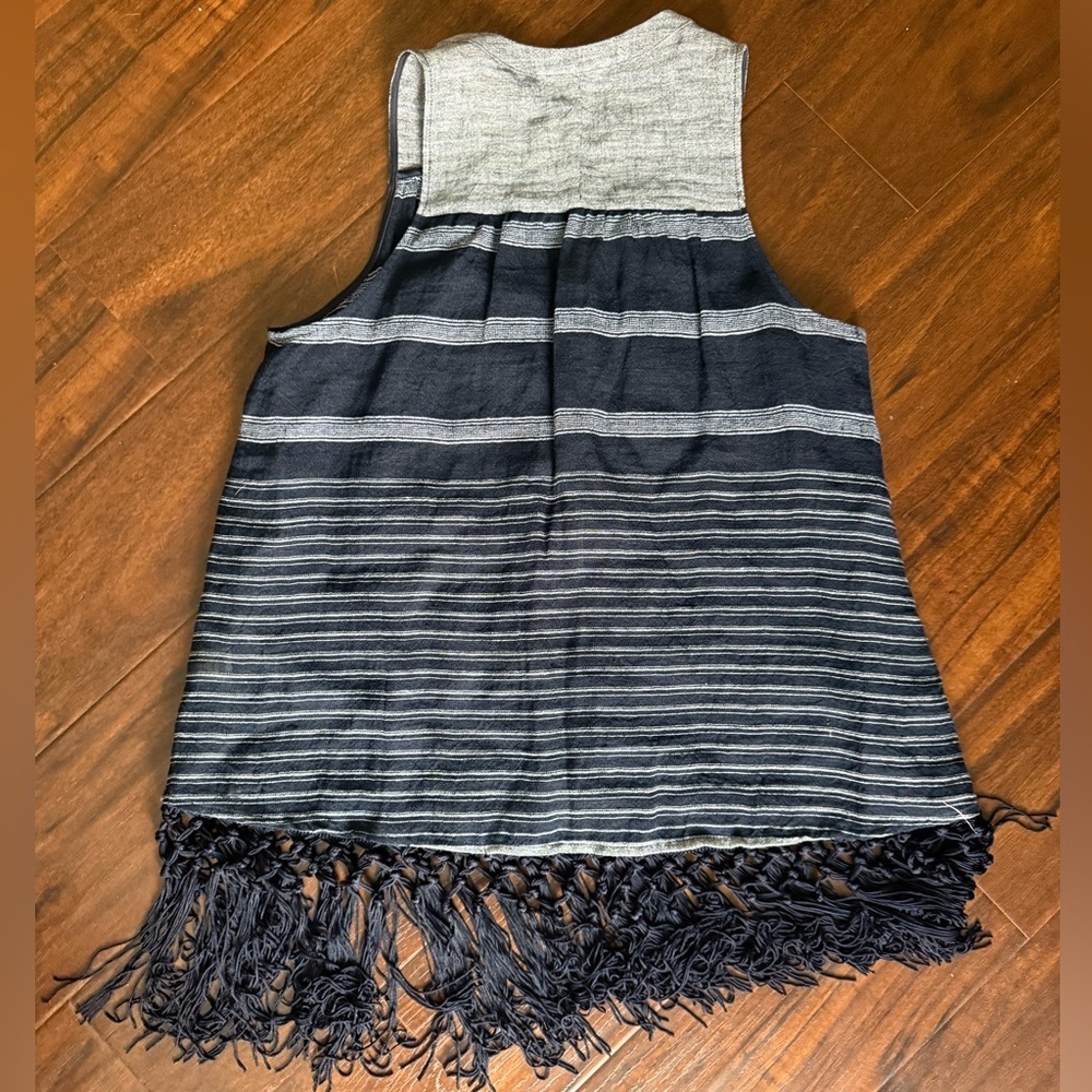 Rebecca Minkoff Maui Navy Linen Blend Vest size small - Picture 3 of 6